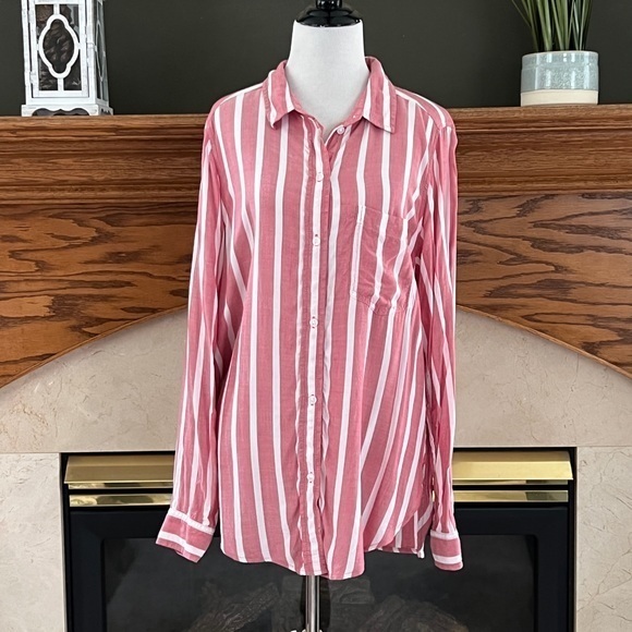 American Eagle Oversized Fit Striped‎ Top NWT Sz. M - Picture 1 of 16